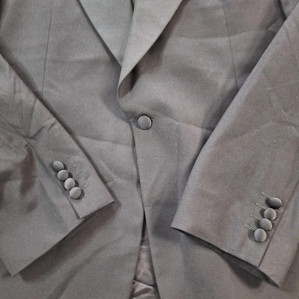 Miltons Tuxedo Jacket Blazer Mens Black Merino Wool One Button Made in Italy